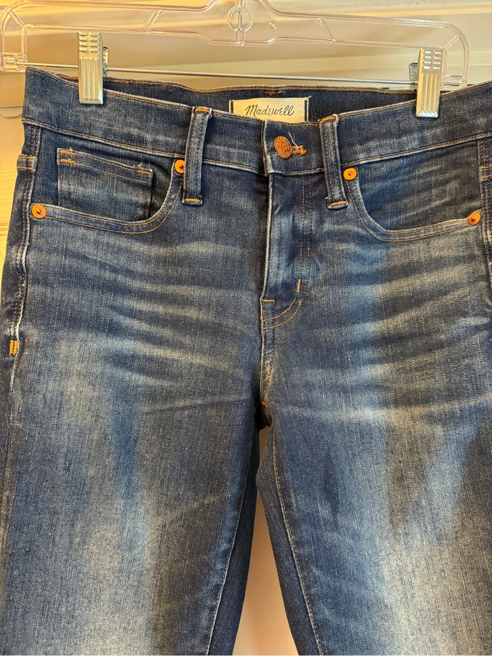 Madewell Women's Dark Wash Skinny Jeans with Subtle Fade
